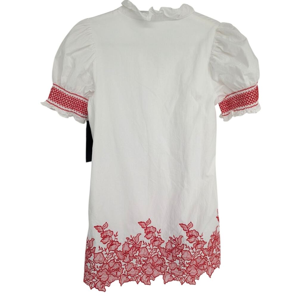 Tuckernuck Hyacinth House White Red Embroidered Shift Dress Ruffle Neck Size S - Picture 7 of 7